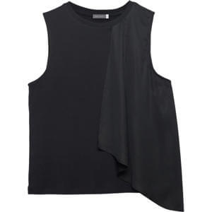 Mint Velvet Black Mixed Draped Panel Top